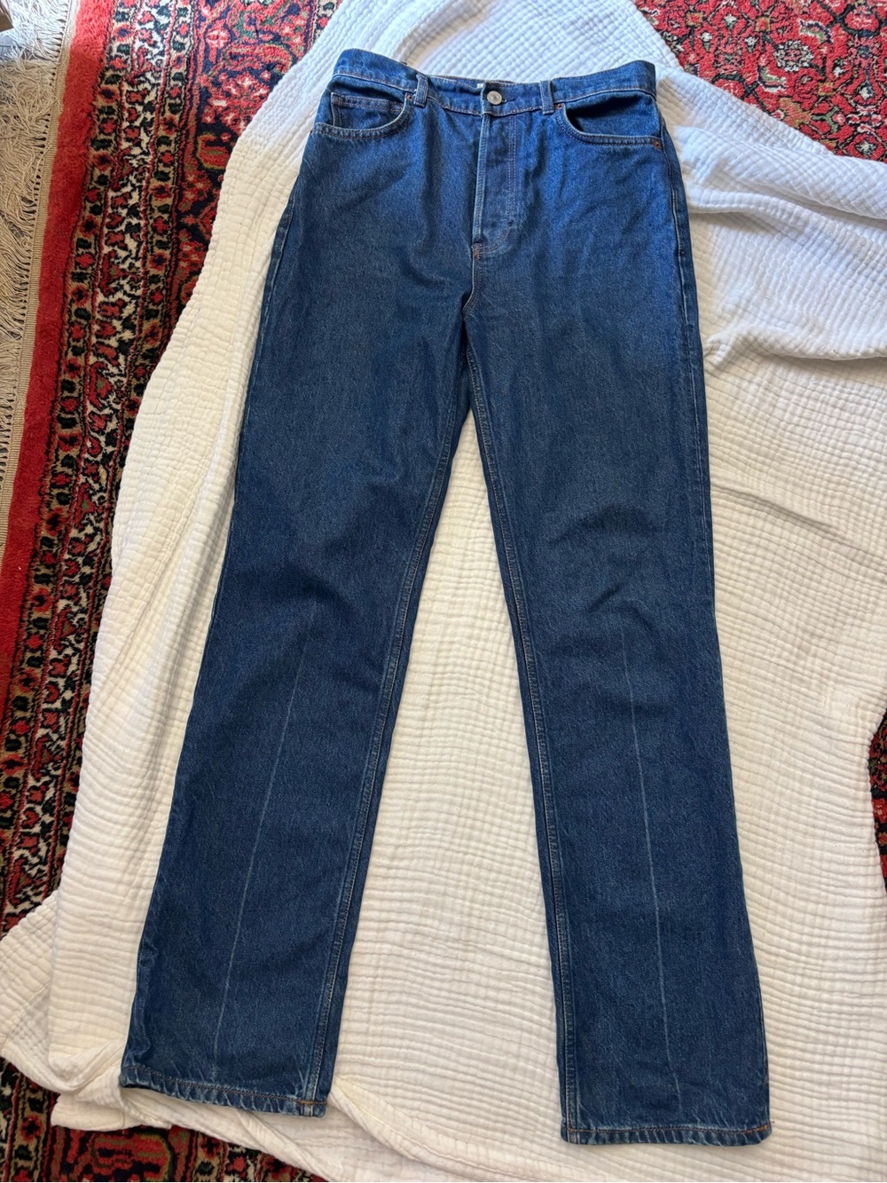 Reformation Cynthia High Rise Straight Long Jeans size 27 dark wash (Cesme)